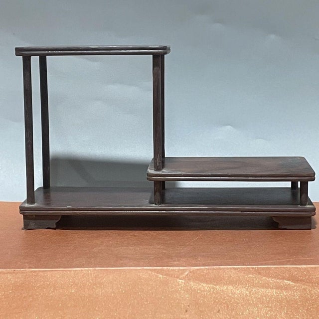 Chinese Vintage Chinese Rosewood Miniature Scholar's Display Stand (Curio) - 18cm For Sale - Image 3 of 9
