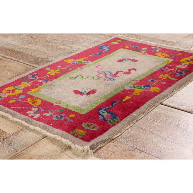 Taupe Antique Chinese Art Deco Rug, 02'00 X 02'09 For Sale - Image 8 of 10
