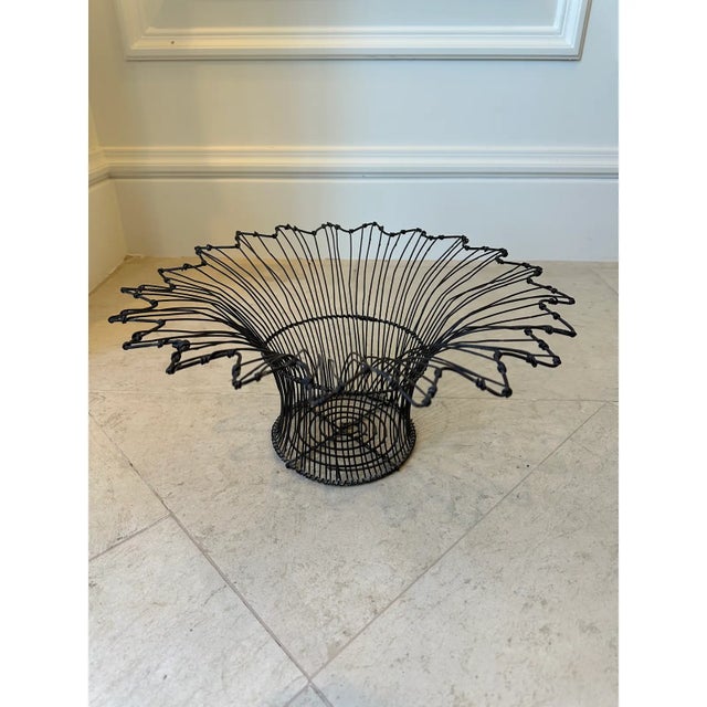 Vintage French Mid-Century Black Petal Top Wire Basket For Sale - Image 13 of 13