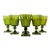 Vintage 1970s Green Footed Glass Goblets, Set of 6 For Sale
