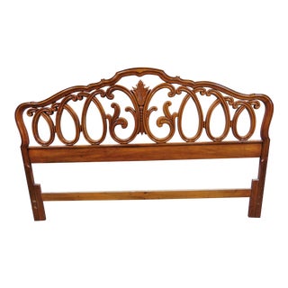 French Style Carved Fruitwood Kingsize Headboard For Sale