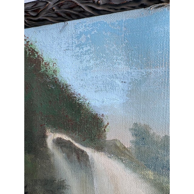 Antique Hudson Valley Oil Painting of an Upstate Waterfall, Framed For Sale - Image 9 of 14