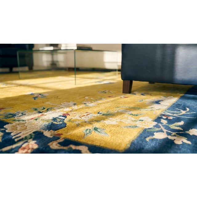Navy Blue 1920s Chinese Art Deco Carpet ( 9' x 11'6" - 275 x 350 cm ) For Sale - Image 8 of 10