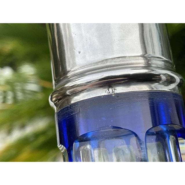 Blue Baccarat Cobalt Cut-to-Clear Crystal and 950 Silver Liqueur Set, 1910, Set of 7 For Sale - Image 8 of 16