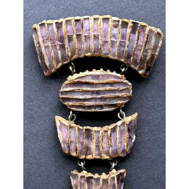 Mid-Century Modern French Articulate Talosel Brooch with Glass Inlay by Line Vautrin Branded For Sale - Image 3 of 9