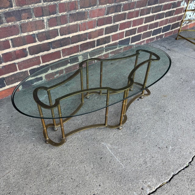 Mastercraft Mastercraft Brass and Glass Racetrack Oval Coffee Table For Sale - Image 4 of 12