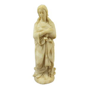 Antique Alabaster Statue Girl Standing on Snake