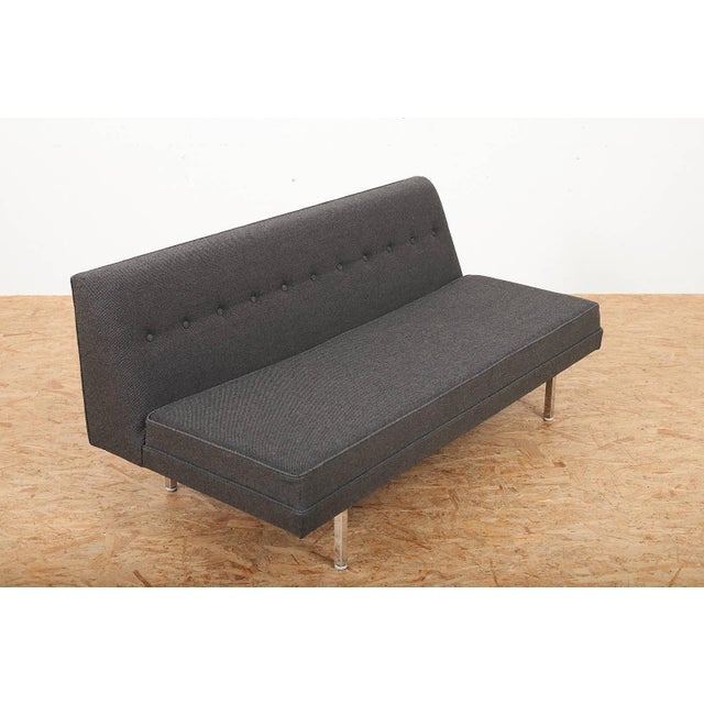 Modular Seating Sofa in Black Lacquered Steel Frame and Square Chrome-Plated Legs by George Nelson & Associates for Herman Miller, 1955 For Sale - Image 3 of 12