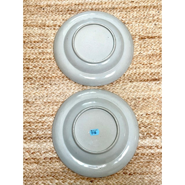 18th Century Pair 18th-Century Chinese Export Pseudo Tobacco Leaf Soup Plates For Sale - Image 5 of 9