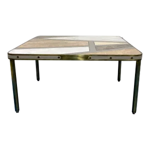 Theodore Alexander Modern Parquetry Marble Cocktail Table