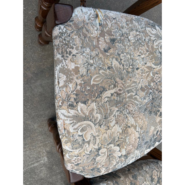 Vintage French Country Oak and Upholstery Dining Chairs - Set of 6 For Sale - Image 10 of 11