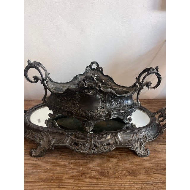 Antique French Rococo Jardinière with Mirrored Tray, 1900s, 1890s For Sale - Image 4 of 9