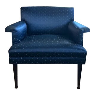 Mid Century Navy Blue Club Chair For Sale