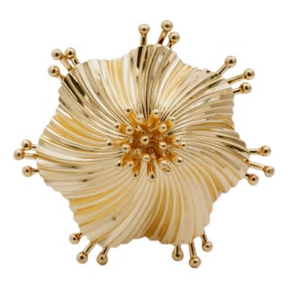 Vintage Tiffany & Co. 14k Yellow Gold Fireworks Brooch Pin For Sale