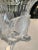 Hollywood Regency Glass Vase with Four Legs, Scalloped Top and Frosted Medallions For Sale - Image 3 of 8