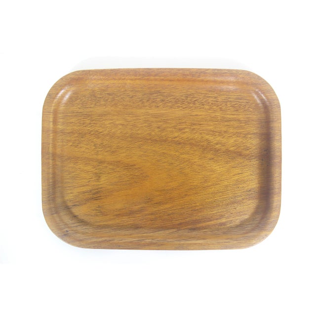 Wood Vintage Bentwood Tray Swedish Molded Teak Wood Serving Small Bar Tray For Sale - Image 7 of 9