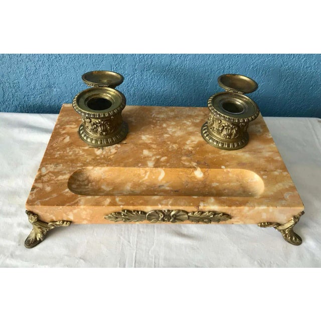 19th Century Sienna Marble Inkwell For Sale - Image 4 of 13