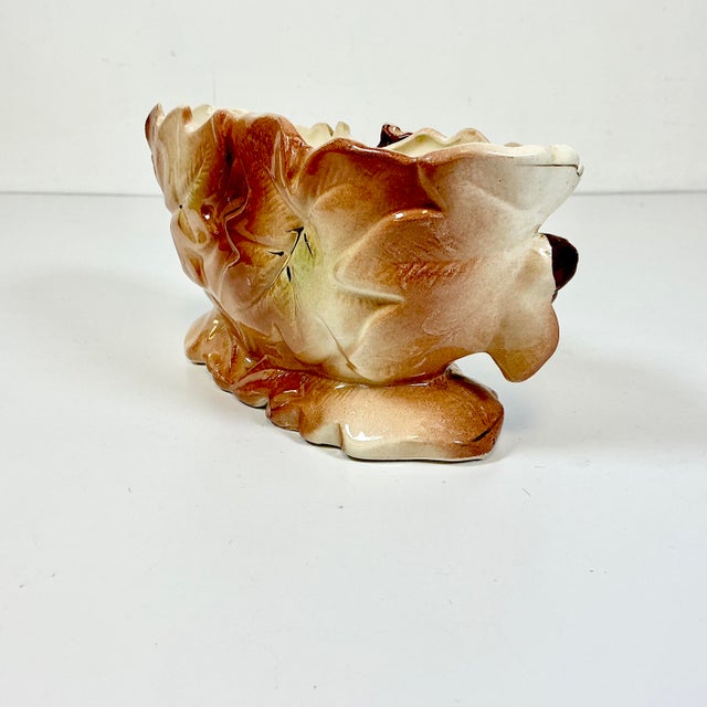 1940s Vintage Boho Chic Rustic Art Deco Ceramic Fall Pomegranate Planter For Sale - Image 12 of 15