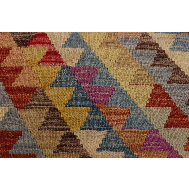 1990s Caucasian Kilim Brown Blue Wool Rug - 6'7" X 9'9" For Sale - Image 5 of 7