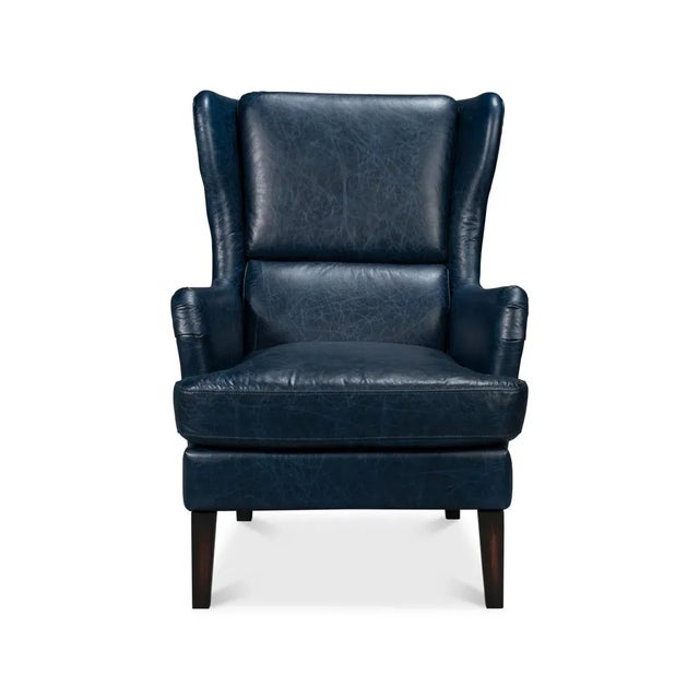 With the Chateau Blue traditional top grain Vintage style leather, with high classic wingback backrest and boxed cushion...
