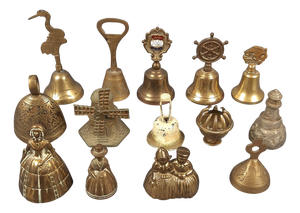 Brass and Bronze Bell Figurines, 20th Century, Set of 14