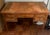 Brown Edwardian Mahogany Desk With Floral Inlay, Leather Top, and Brass Accents Circa 1910 For Sale - Image 8 of 8