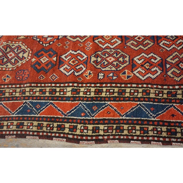 Charming Old Persian Quchan Kordi Rug With Red Background Color a Geometric Design For Sale - Image 4 of 12