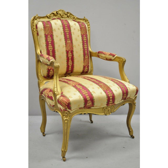 Antique French Louis XV Style Gold Gilt Parlor Arm Lounge Chair Chairish