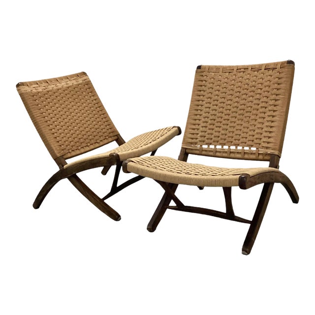 Pair of Mid Century Folding Lounge Chairs, 1960s For Sale
