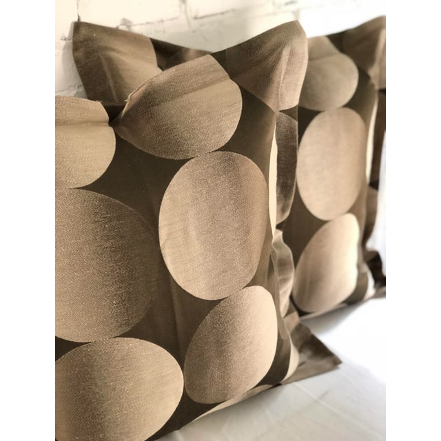 24" Brown and Tan Geometric Jim Thompson Pillows - a Pair For Sale - Image 4 of 9