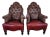 Pair of Vintage Fabric and Leather Armchairs For Sale
