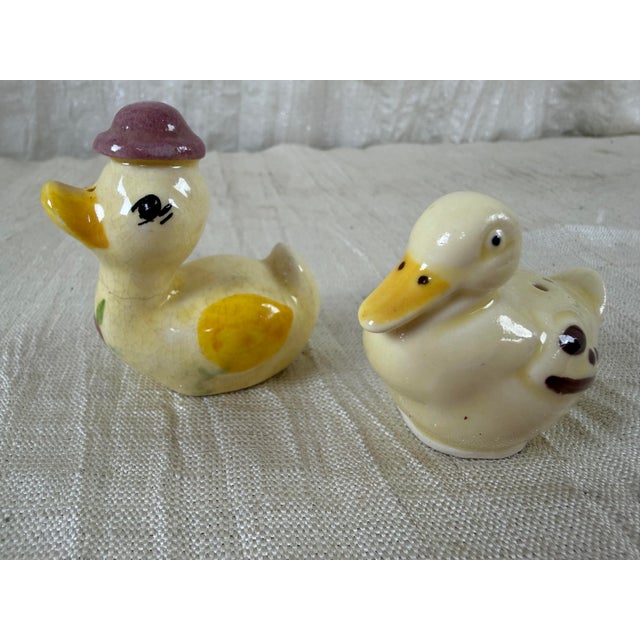 Yellow Vintage European Duck Collection, German Schramberg Plate & English Shakers For Sale - Image 8 of 11