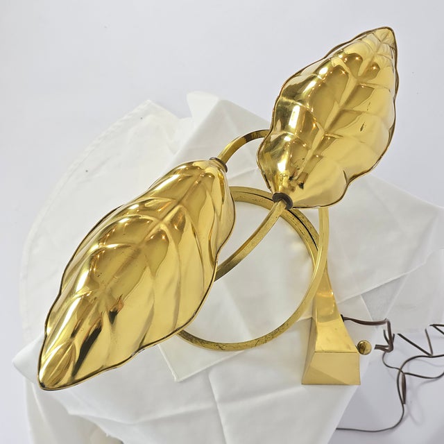 Metal Vintage Tomasso Barbi "Double Leaf" Brass Lamp Designed for Chapman Lamps For Sale - Image 7 of 11