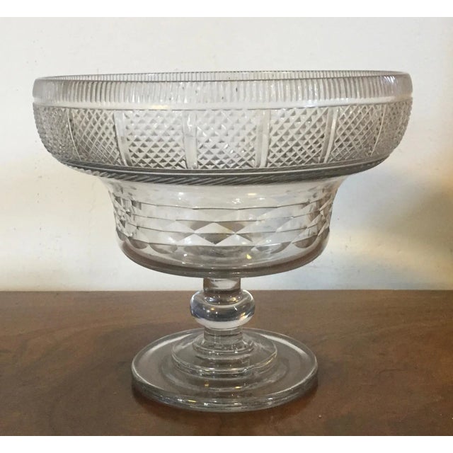 Transparent Antique 18th Century Anglo Irish Cut Crystal Footed Centerpiece Bowl for Fruit or Punch For Sale - Image 8 of 13