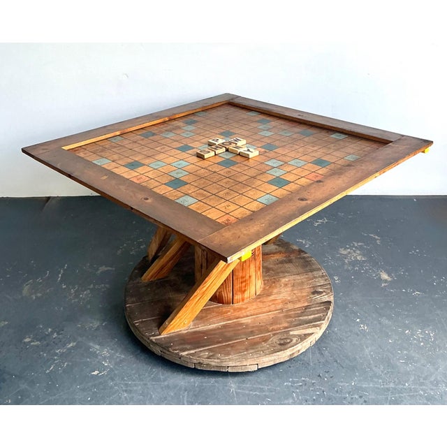 This exceptional vintage monumental Scrabble board game table is a rare fusion of functional furniture and graphic design,...