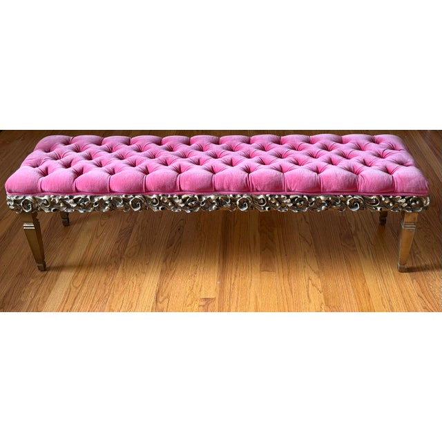 Vintage Hollywood Regency Style Dorothy Draper Archlace Design Tufted Bench For Sale In Chicago - Image 6 of 11