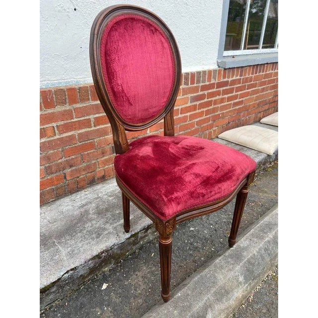 Brown Pair of 20th Century Louis XVI Style Mahogany Upholstered Side Chairs For Sale - Image 8 of 12