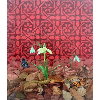 Light in the Darkness (I) by Ifeoluwa Alade | Acrylic and glow in the dark medium on canvas of flowers and butterflies For Sale