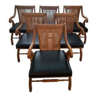 Set of 6 Mid Century Cane Back Armchairs For Sale