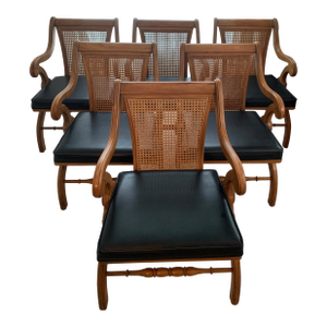 Set of 6 Mid Century Cane Back Armchairs