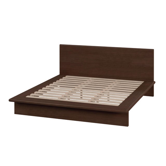 Spritely Home Accent Furniture Halmstad Wood Platform King Bed, Brown For Sale - Image 4 of 9
