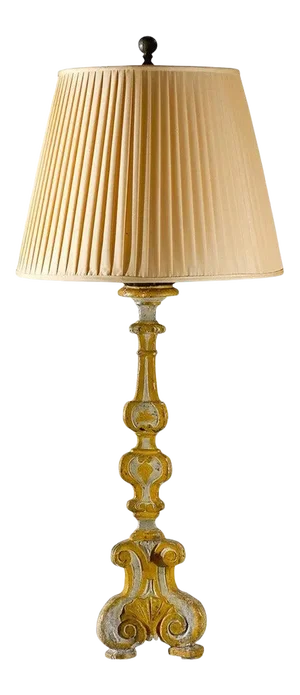 1870s French Baroque Style Carved, Painted and Parcel-Gilt Candlestick Lamp