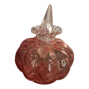 1960s Fenton Cranberry Melon Shaped Cruet With Stopper