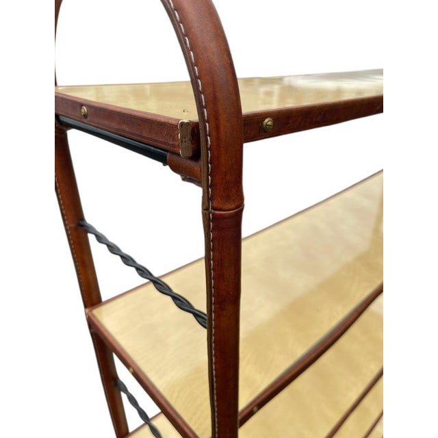 Animal Skin Vintage Stitched Leather Bookcase by Jacques Adnet, 1950s For Sale - Image 7 of 8