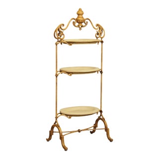 Florentine Painted Iron 3 Tier Dumbwaiter, Server Stand For Sale