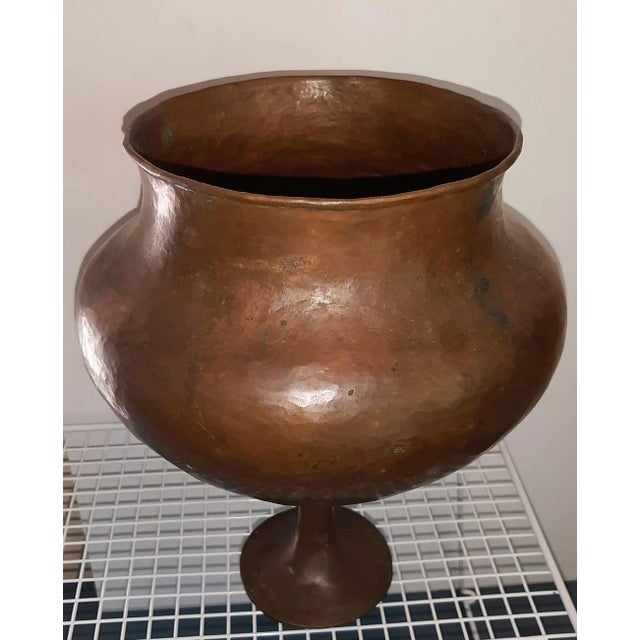 Stunning vintage hand crafted copper pedestal bowl No makers marks. This is a large and heavy item. There is one slight...