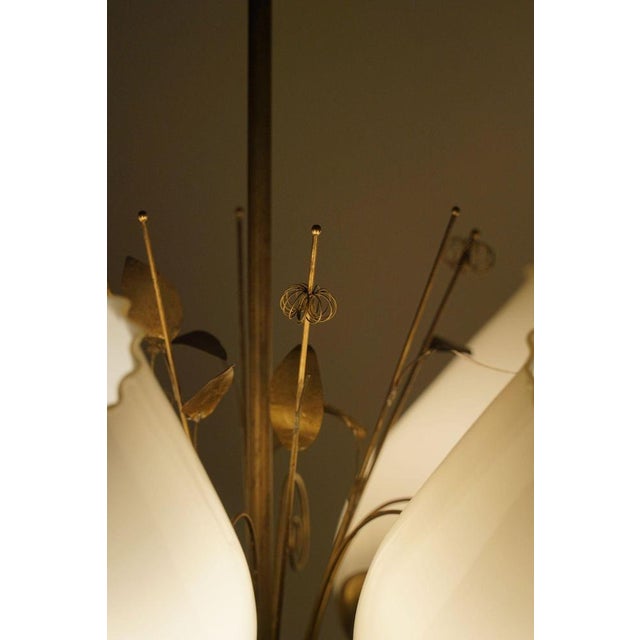 Chandelier in Brass & Glass by Paavo Tynell for Idman Oy, Finland, 1940s For Sale - Image 12 of 18