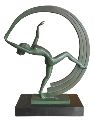 Janle, Art Deco Sculpture of Scarf Dancer, Spelter