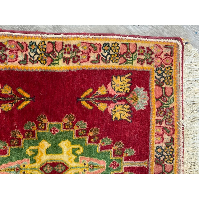 Small Handmade Persian Style Accent Rug For Sale - Image 12 of 18
