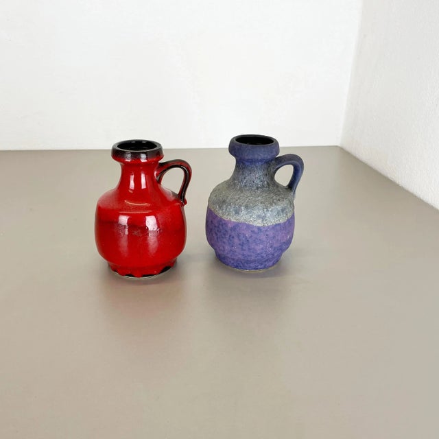 1970s Pottery Fat Lava Vases in Purple-Red from Jopeko, Germany, 1970s, Set of 2 For Sale - Image 5 of 18